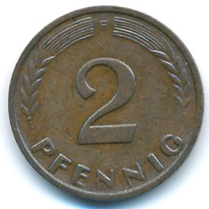 West Germany, 2 pfennig, 1958
