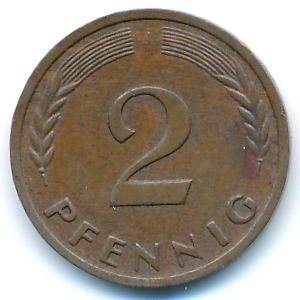 ФРГ, 2 пфеннига (1958 г.)