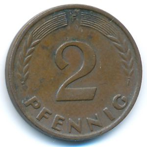 West Germany, 2 pfennig, 1960