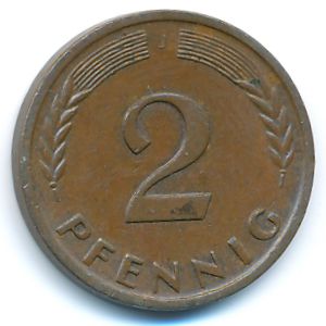 West Germany, 2 pfennig, 1960