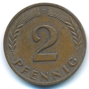 ФРГ, 2 пфеннига (1965 г.)