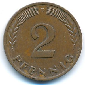 ФРГ, 2 пфеннига (1966 г.)