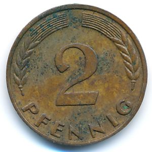 West Germany, 2 pfennig, 1966