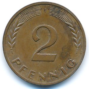 West Germany, 2 pfennig, 1967
