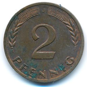 West Germany, 2 pfennig, 1967