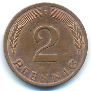 ФРГ, 2 пфеннига (1976 г.)