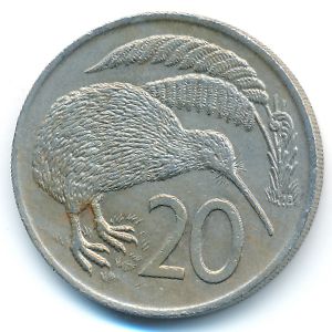 New Zealand, 20 cents, 1977