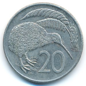 New Zealand, 20 cents, 1980