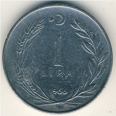 Turkey, 1 lira, 1959–1967