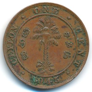 Ceylon, 1 cent, 1945