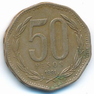 Chile, 50 pesos, 1991