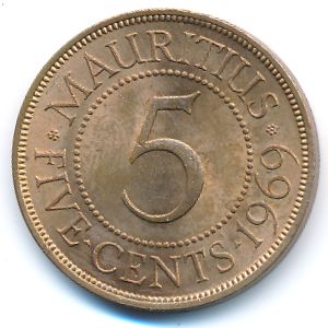 Mauritius, 5 cents, 1969