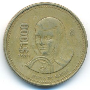 Mexico, 1000 pesos, 1989
