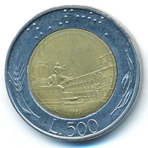 Italy, 500 lire, 1995
