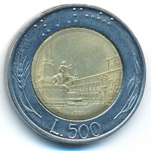 Italy, 500 lire, 1995