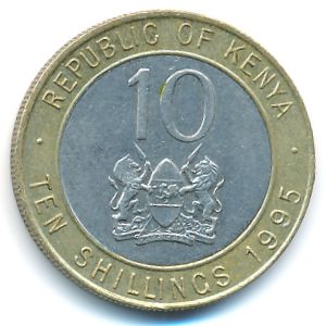 Kenya, 10 shillings, 1995