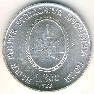 Italy, 200 lire, 1988