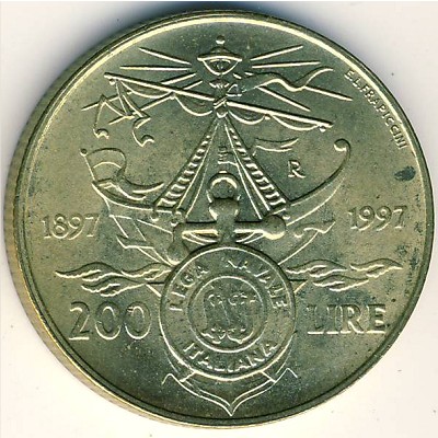 Italy, 200 lire, 1997