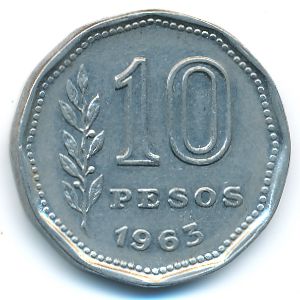 Аргентина, 10 песо (1963 г.)