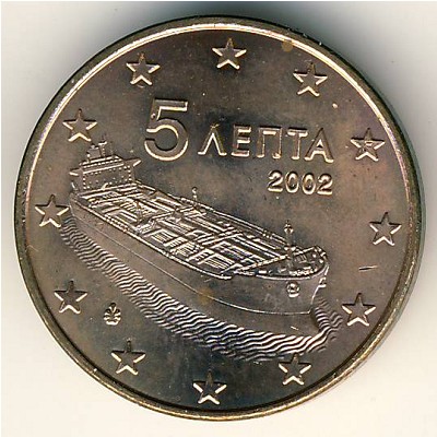 Greece, 5 euro cent, 2002–2018