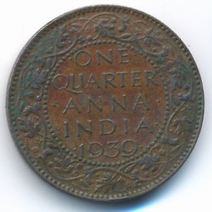 Британская Индия, 1/4 анны (1939 г.)
