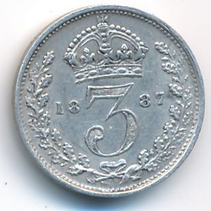 Великобритания, 3 пенса (1887 г.)