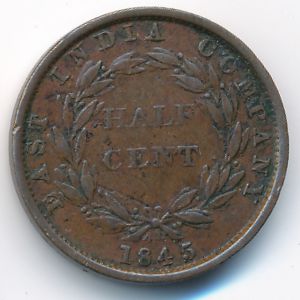 Straits Settlements, 1/2 cent, 1845