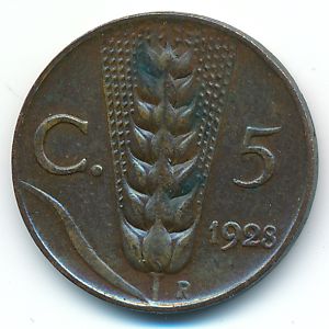 Италия, 5 чентезимо (1928 г.)