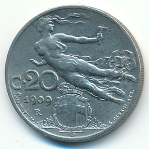 Италия, 20 чентезимо (1909 г.)