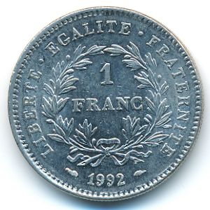 France, 1 franc, 1992