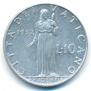 Ватикан, 10 лир (1952 г.)