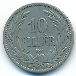 Hungary, 10 filler, 1894