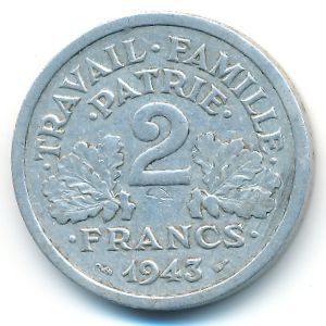 Франция, 2 франка (1943 г.)