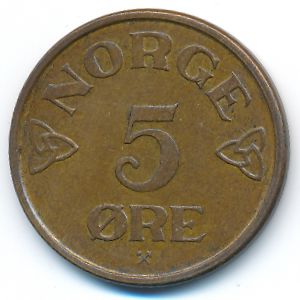Norway, 5 ore, 1957