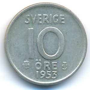 Sweden, 10 ore, 1953