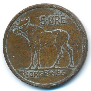 Norway, 5 ore, 1961