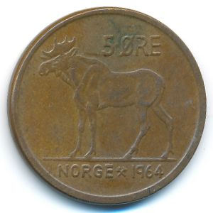 Norway, 5 ore, 1964