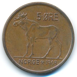 Норвегия, 5 эре (1969 г.)
