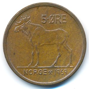 Норвегия, 5 эре (1969 г.)