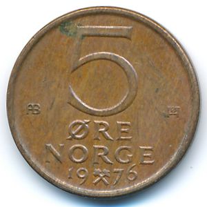 Норвегия, 5 эре (1976 г.)