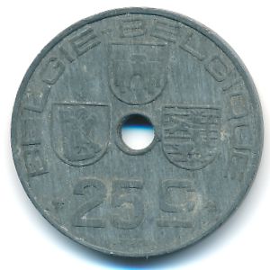 Belgium, 25 centimes, 1946