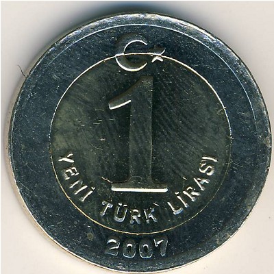 Turkey, 1 new lira, 2005–2008