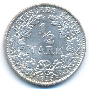 Германия, 1/2 марки (1915 г.)