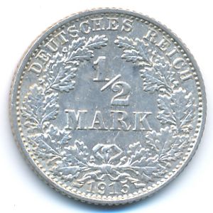 Германия, 1/2 марки (1915 г.)
