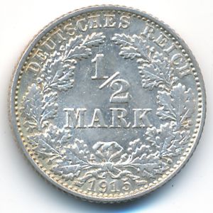 Германия, 1/2 марки (1915 г.)
