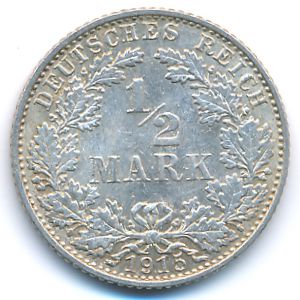 Германия, 1/2 марки (1915 г.)
