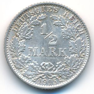 Германия, 1/2 марки (1915 г.)
