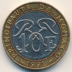 Монако, 10 франков (1991 г.)