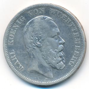 Вюртемберг, 5 марок (1876 г.)