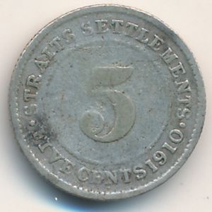 Стрейтс-Сетлментс, 5 центов (1910 г.)